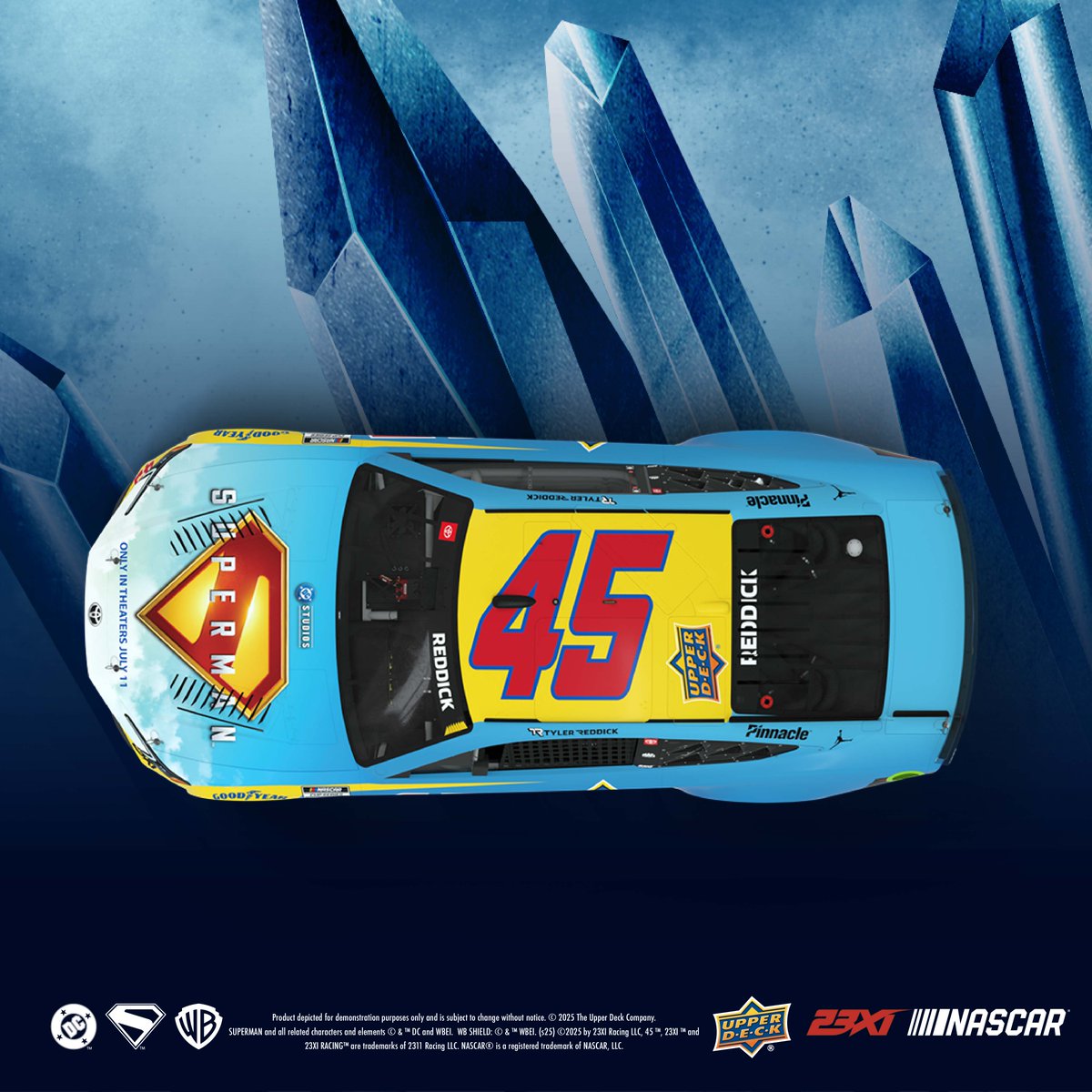 The summer of legends has arrived: @23XIracing meets <a href="/Superman/">Superman</a>. Check out this first look at the No. 45 Upper Deck Toyota Camry XSE that Tyler Reddick will drive in the June 28th NASCAR Race in Atlanta. Grab this moment of collecting history on Upper Deck e-Pack today! #Superman