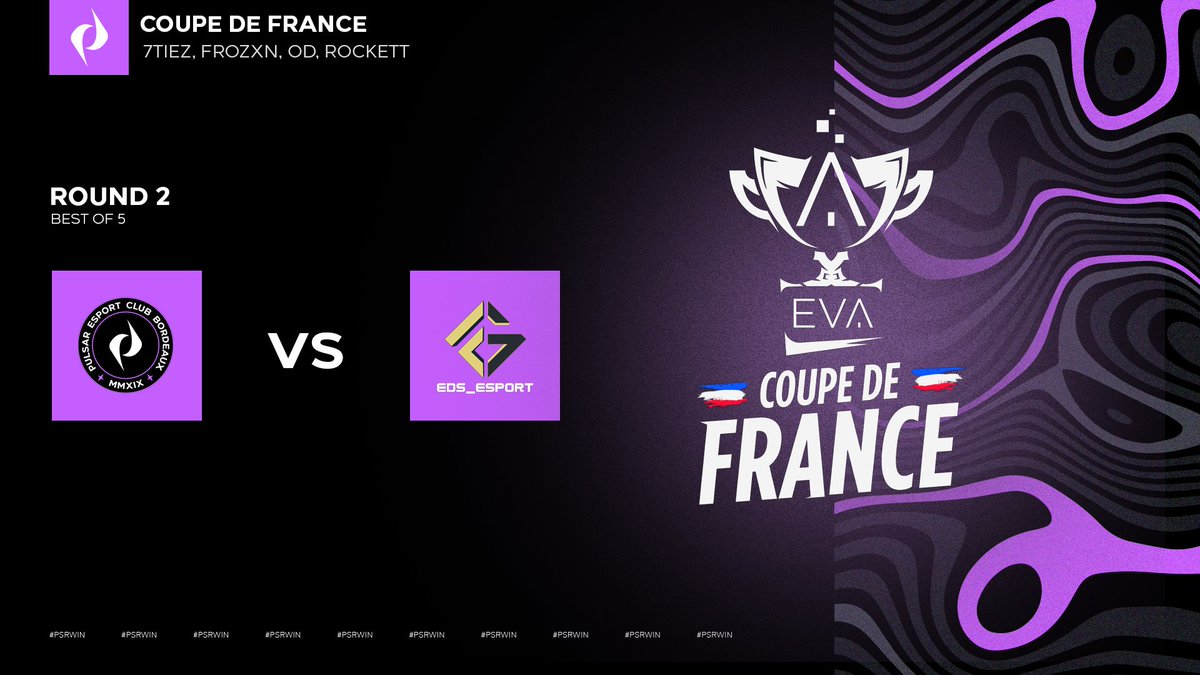 C’est parti pour le round 2 des Playoffs de la Coupe de France EVA !  

Venez soutenir notre roster pour leur match contre @EDS_Esport le 24 juin à 21h 🔥

On a besoin de toute votre force !

📺: twitch.tv/mgg_fr 

#PSRWIN 💜🤍