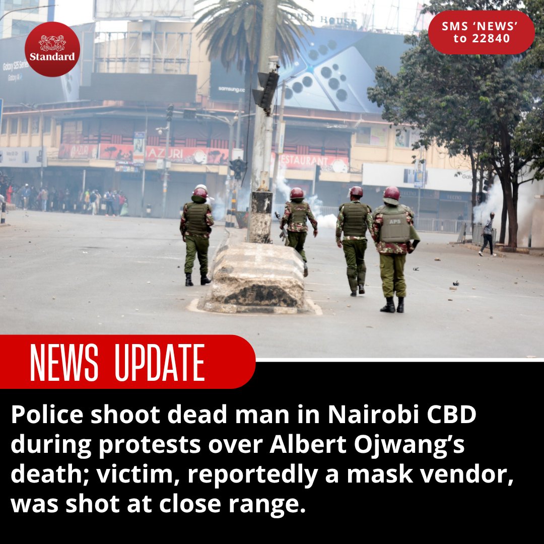 NicholusMwai's tweet photo. Rogue Government sanctioned Police Criminals Shot dead a face mask vendor in downtown Nairobi today.
Why on earth would a so called officer shoot a civilian who poses NO THREAT to anyone? WILLIAM RUTO regime and SENIOR officers @hrw @UNHumanRights https://t.co/eXTm0Ji6AE