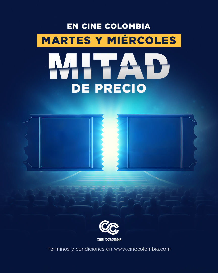 Cine_Colombia's tweet photo. 🎬✨ Martes y miércoles son de cine… ¡A MITAD DE PRECIO! 🎟️🔥
Disfruta las mejores películas por menos, solo en Cine Colombia.
No hay excusas para perderte esa peli que tanto quieres ver. 🍿😍
#matine #cine #promo #cinecolombia
📍 Cartelera y funciones en https://t.co/cMX0el163m