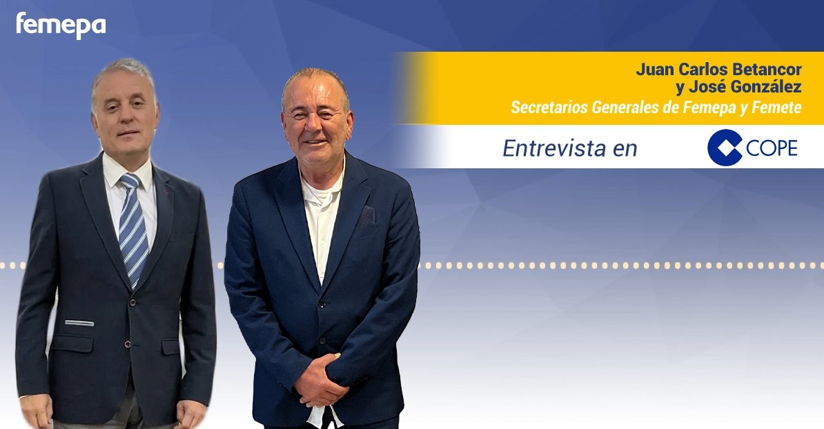 FemepaMMCC | Entrevista a los secretarios generales de Femepa y Femete, Juan Carlos Betancor y José González en COPE Canarias. 

🎙️ Escúchala aquí >> youtu.be/oATILWV4CsI