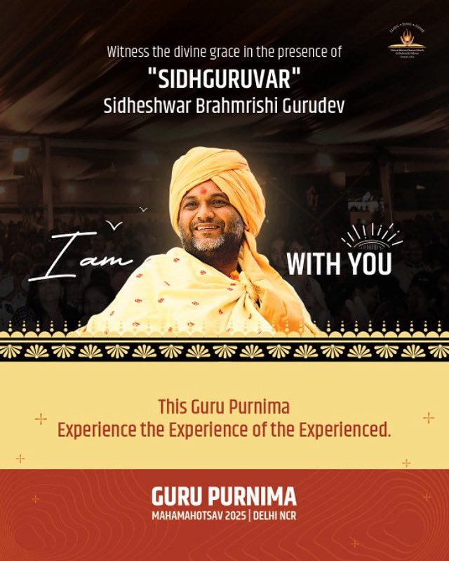 sri_sidheswar's tweet image. 🌟 Guru Purnima Mahamahotsav 2025 🌟
🙏 Witness life-changing divine presence of “Sidhguruvar” Sidheshwar Brahmrishi Gurudev
🗓️ 12th July 2025 | Talkatora Indoor Stadium, New Delhi
📿 Free entry | All welcome with family &amp;amp; friends | Prasadi follows

#GuruPurnima #Sidhguruvar