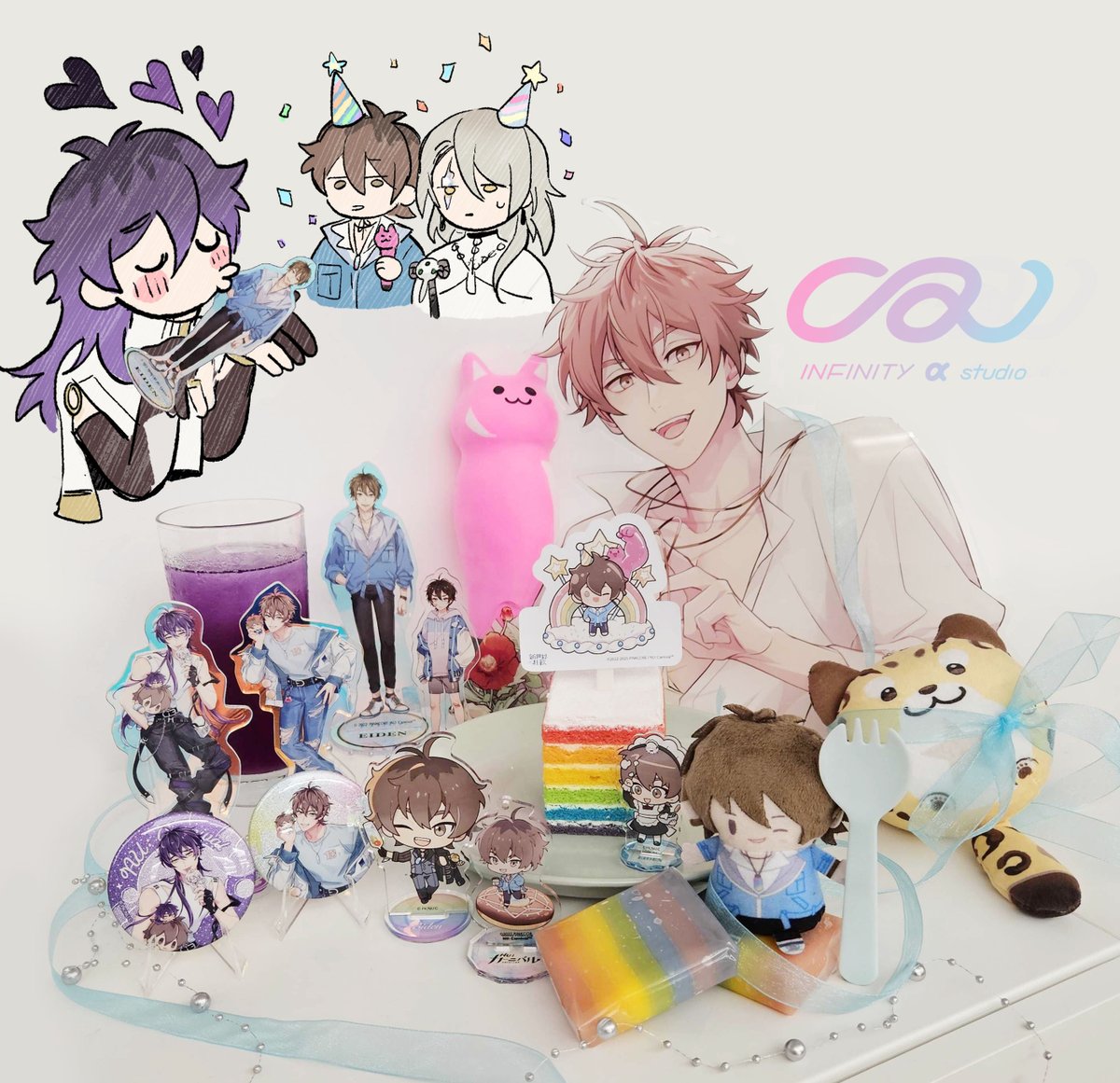 IA_studio_224's tweet image. 伊得的生日宴會如火如荼地舉行了！但是宴會中似乎混入了一位「特別嘉賓」？！
「謝謝大家今天為我慶生！收到了好多禮物，吃蛋糕也吃得很飽呢~🎂」
「對我來說......哥哥就是最棒的禮物了喔🖤」#HappyEidenDay2025
#得糕望重
#環汁葛格