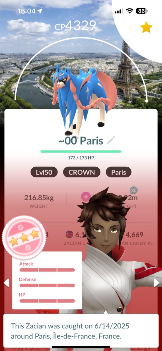 W3ST4R's tweet photo. #GOfestparis was crazy hot!
174 shiny, 9 hundos!!
Now I have 5 perfect Zacian, let’s get the last one during global for the full team!
#PokemonGO #gofest2025 https://t.co/atak9bYIku