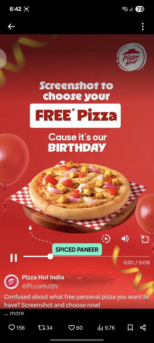 AmargolSandeep's tweet photo. @PizzaHutIN #HappyBirthday @PizzaHutIN @pizzahut #freepizza #PizzaHutBirthday #PizzaHut #PizzaLover https://t.co/4MBG8DlGdA