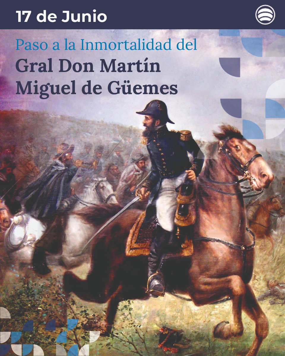 ssn_ar's tweet image. A 204 años de su paso a la inmortalidad, honramos al General Martín Miguel de Güemes, héroe del norte y defensor incansable de nuestra libertad.
“Yo no pretendo ni gloria, ni homenajes, yo solo trabajo por la libertad de la patria" GUEMES
