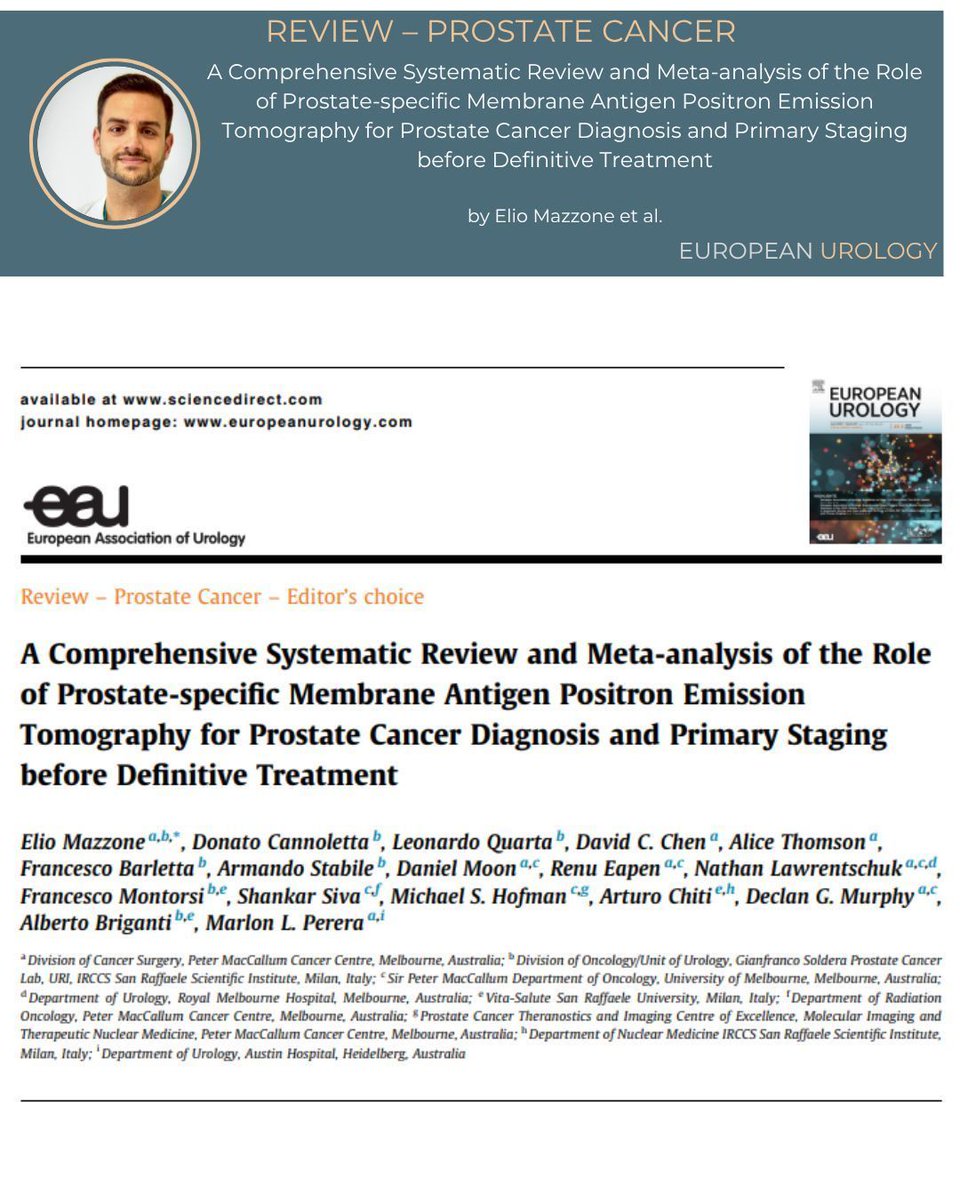 European Urology (@euplatinum) on Twitter photo 🚨New in @EUPlatinum!
📌 PSMA PET for Prostate Cancer Diagnosis & Staging by <a href="/elio_mazzone/">Elio Mazzone</a> et al
🧠 This comprehensive meta-analysis confirms the high diagnostic value of PSMA PET—especially when combined with MRI—but reminds us it’s not enough to skip biopsy or lymph node 🚨New in @EUPlatinum!
📌 PSMA PET for Prostate Cancer Diagnosis & Staging by <a href="/elio_mazzone/">Elio Mazzone</a> et al
🧠 This comprehensive meta-analysis confirms the high diagnostic value of PSMA PET—especially when combined with MRI—but reminds us it’s not enough to skip biopsy or lymph node