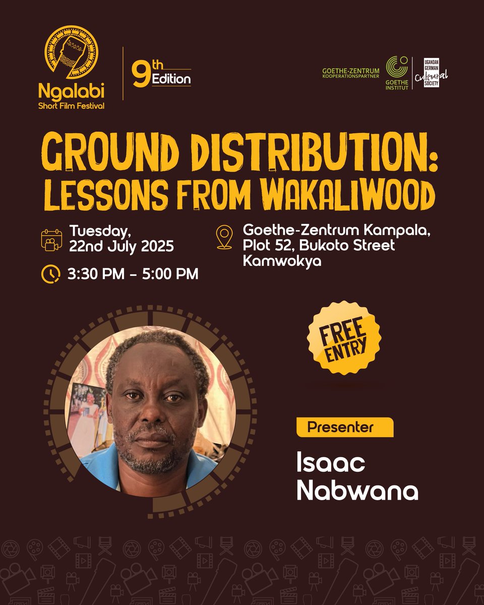🔥 From Wakaliwood to the world!
Join Wakaliwood’s Isaac Nabwana as he breaks down grassroots film distribution and what indie filmmakers can learn from his journey.
🗓 Tuesday, 22nd July 2025
🕞 3:30 PM – 5:00 PM
📍 Goethe-Zentrum Kampala
🎟 FREE ENTRY
@wakaliwood
@isaacnabwana