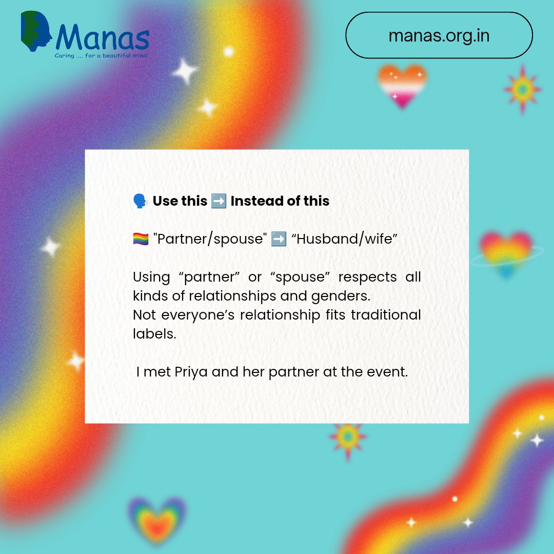 ManasFoundation's tweet photo. This #PrideMonth, let’s remember that inclusive language isn’t about perfection — it’s about respect, safety, and belonging. 🏳️‍🌈

#LGBTQ #Pride2025 #InclusiveLanguage #MentalHealth #DEI #LoveIsLove #ManasMentalHealth #TherapyForAll #SafeSpaces #LGBTQSupport #ManasClinics https://t.co/8qDEASvswg