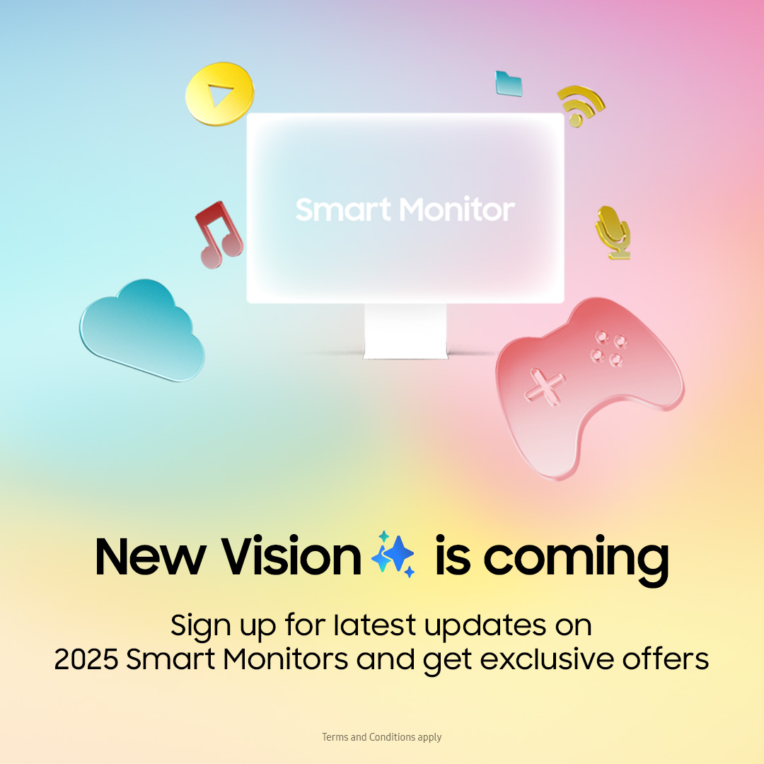 New Vision is coming. 👀✨
Be the first to get the latest updates on the 2025 Smart Monitors and access exclusive offers.
Sign up now: smsng.co/60184Ryjr