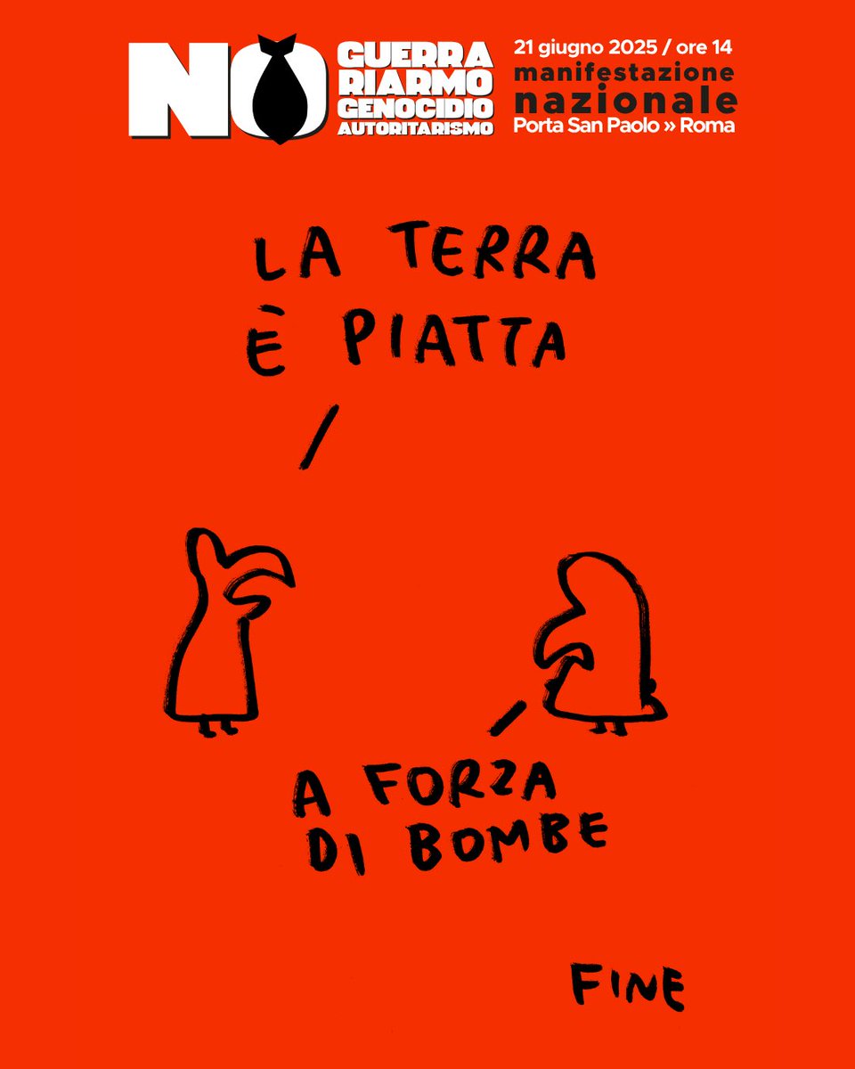 GliScarabocchi's tweet photo. La Terra
Scarabocchio per #Arcinazionale.
21 giugno, ore 14 - Porta San Paolo | Roma
NO guerra, riarmo, genocidio, autoritarismo - #stoprearm
Manifestazione nazionale
#noguerra #noriarmo #CeaseFireNow #cessateilfuoco https://t.co/GLGsWLPWpW