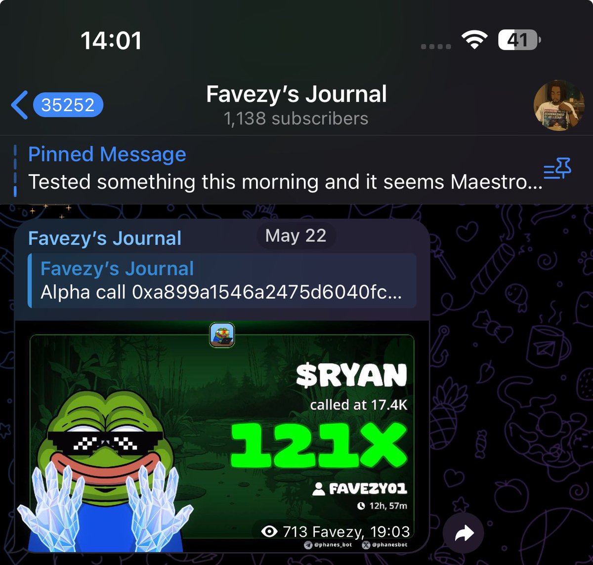 I don’t even know this dude — just a random person from my journal.
I posted an “Alpha Call” (you can check my Telegram, the post isn’t edited — scroll and see for yourself). When I tag something as Alpha, I mean it. 

I saw he was serious about buying it so I put him through. He