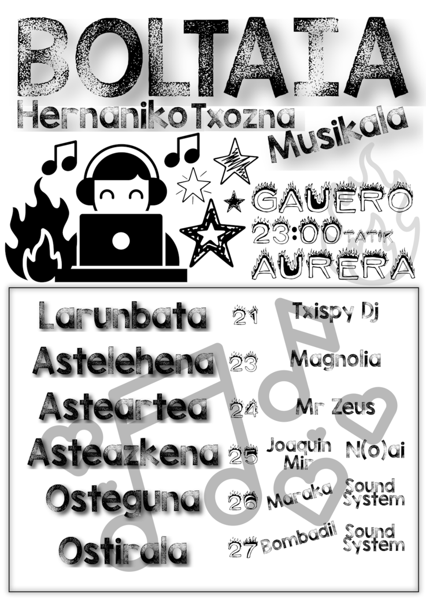 ttanttapunk's tweet photo. Hernaniko Boltaia Txoznaren egitaraua gauero 23:00tatik aurrera.
*Ekainak 21  TXISPY DJ
*Ekainak 23  MAGNOLIA
*Ekainak 24  MR. ZEUS
*Ekainak 25  JOAQUIN MIR eta N(O)AI
*Ekainak 26  MARAKA SOUND SYSTEM
*Ekainak 17  BOMBADIL SOUND SYSTEM
Guztia DOAN!!! https://t.co/MXZ6AUV1j9