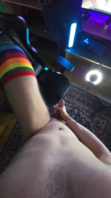 PORNO MANIAC - I really like to stroke my dick while wearing colorful thigh highs! 😈 I am waiting for more pairs! 😫 https://t.co/tGAxQwc8mk