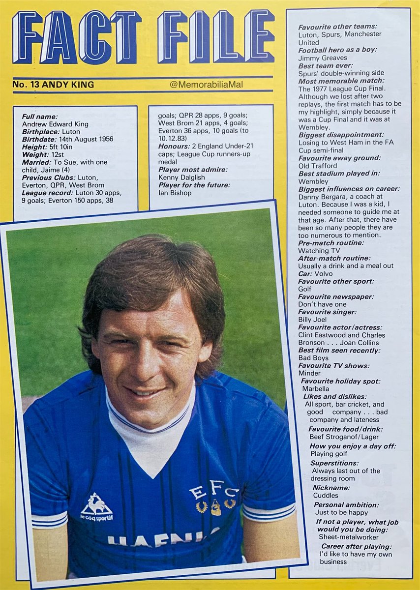 MemorabiliaMal's tweet photo. Andy King #EFC 
Everton matchday programme 1983/4 https://t.co/x0TGA4RlnM