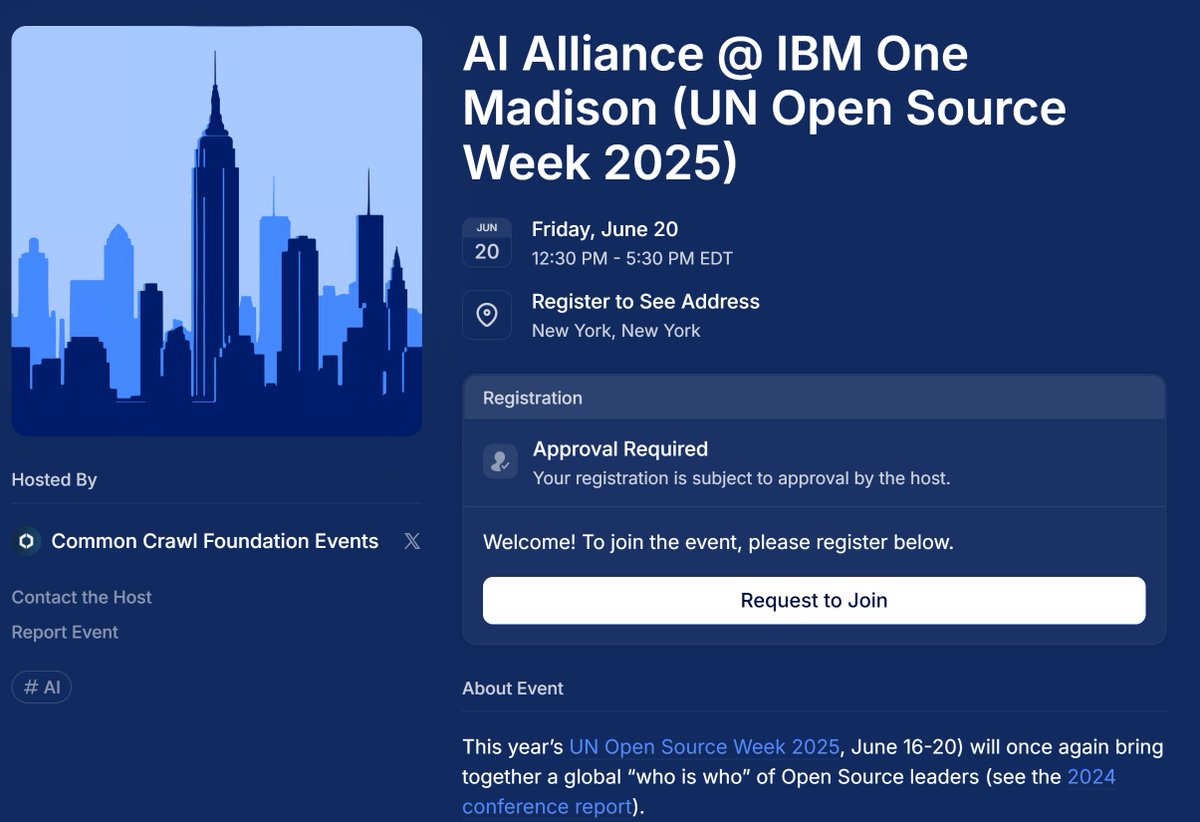 Constellation Network (@conste11ation) on Twitter photo AI’s potential hinges on data integrity.
Metagraphs on HGTP like <a href="/CommonCrawl/">Common Crawl Foundation</a> offer immutable provenance for training data.
This Friday, June 20, at <a href="/IBM/">IBM</a> One Madison office in NYC for a half-day event with IBM, <a href="/BrightQuery/">BrightQuery</a> , and <a href="/thealliance_ai/">The AI Alliance</a> to dive into trustworthy AI! AI’s potential hinges on data integrity.
Metagraphs on HGTP like <a href="/CommonCrawl/">Common Crawl Foundation</a> offer immutable provenance for training data.
This Friday, June 20, at <a href="/IBM/">IBM</a> One Madison office in NYC for a half-day event with IBM, <a href="/BrightQuery/">BrightQuery</a> , and <a href="/thealliance_ai/">The AI Alliance</a> to dive into trustworthy AI!