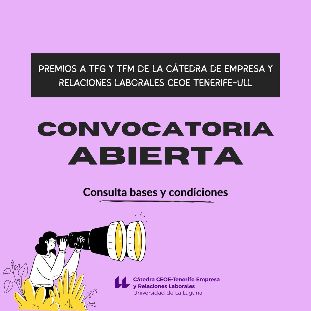 CEOE-TENERIFE (@ceoetenerife) on Twitter photo Desde la Cátedra de Empresa y Relaciones Laborales CEOE Tenerife – <a href="/ULL/">Universidad de La Laguna</a> abrimos la convocatoria de los premios a los mejores TFG y TFM en las áreas de Desarrollo Empresarial y RRLL 2024-2025.
🗓 Plazo de presentación hasta el 31 de julio de 2025.
🔗ull.es/portal/convoca… Desde la Cátedra de Empresa y Relaciones Laborales CEOE Tenerife – <a href="/ULL/">Universidad de La Laguna</a> abrimos la convocatoria de los premios a los mejores TFG y TFM en las áreas de Desarrollo Empresarial y RRLL 2024-2025.
🗓 Plazo de presentación hasta el 31 de julio de 2025.
🔗ull.es/portal/convoca…