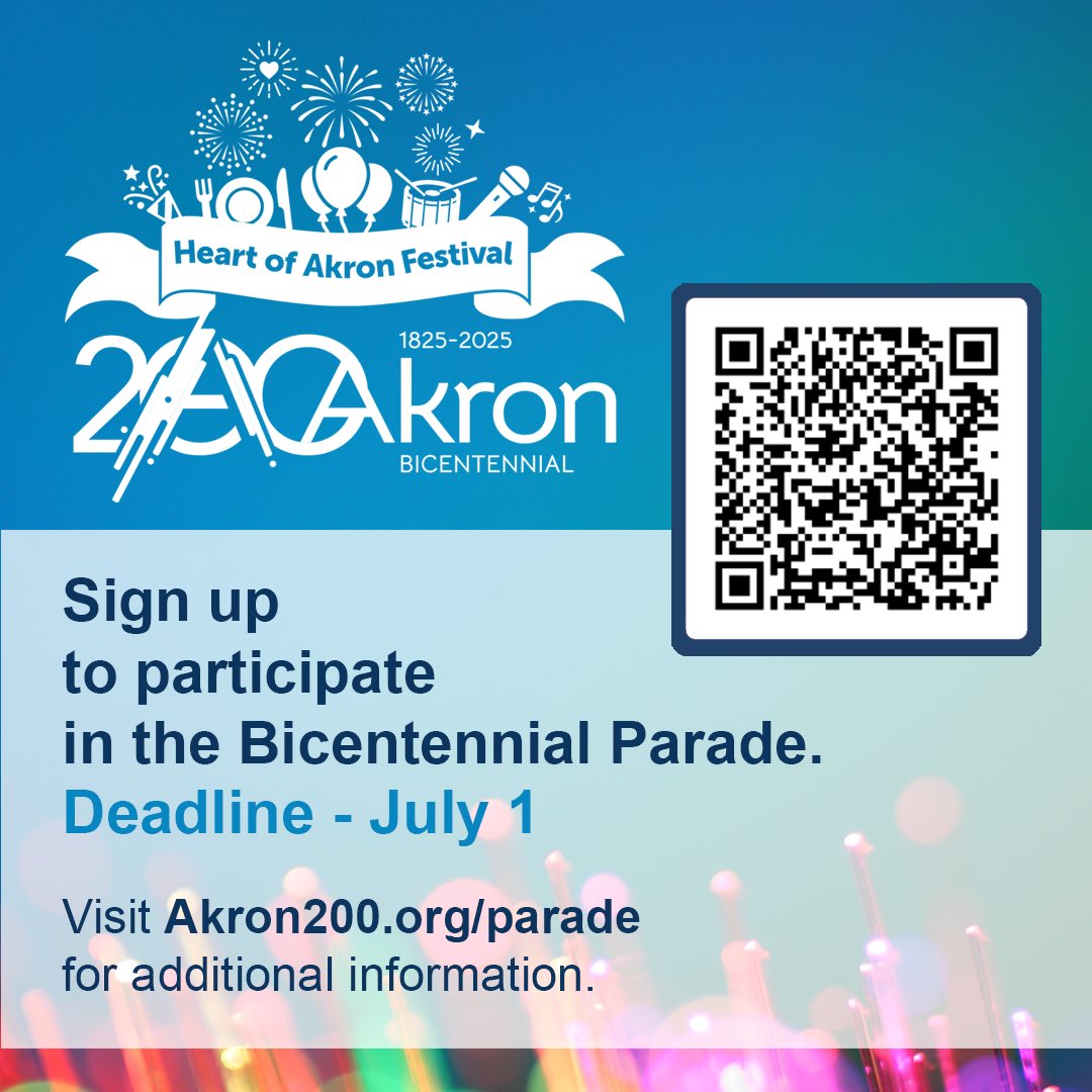 Sign up by July 1st to participate in the Akron Bicentennial Downtown Parade, presented by <a href="/goodyear/">Goodyear</a>! Don’t miss the largest parade Akron has seen in the last 50 years, register at Akron200.org/parade #KeepIt200 #Akron200 #AkronBicentennial #BicentennialParade #Akron