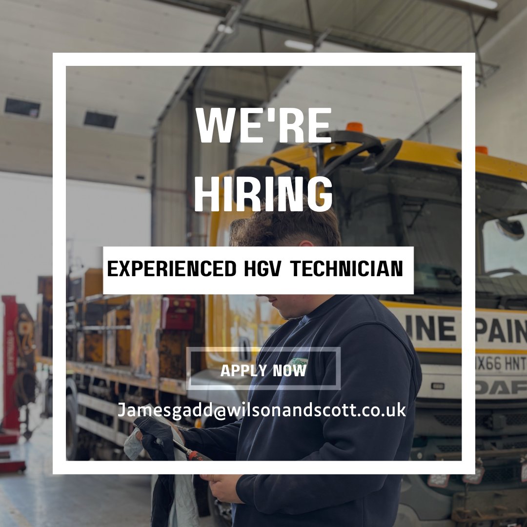 WS_WilsonScott's tweet photo. We're looking for a HGV Technician (Thatcham Depot – Newbury/Reading Area)

Please contact 
Jamesgadd@wilsonandscott.co.uk
01753 671600

Or apply here:

https://t.co/booaWy95jZ

#jobrole #recruiting #wilsonandscott #technicianjobrole #hiring #mechanic https://t.co/JtF8v7x52c
