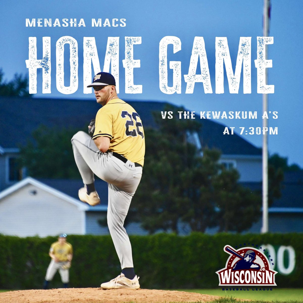 Join us at Koslo Park tonight (6/17) as the Macs take on the Kewaskum A's at home. The game starts at 7:30 PM, and admission is free!

See you at the ballpark! 

#MenashaMacs #GameDay #menasha #koslopark #SupportLocalBaseball #baseball #NortheasternBaseballLeague