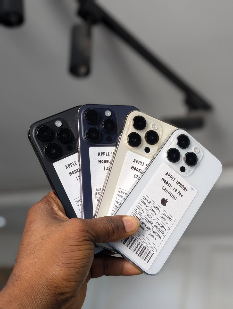 gadget14556's tweet image. Hot Deals 🔥🔥

➡️iPhone 14 Pro | 128GB | Physical SIM -
N920,000.

➡️iPhone 14 Pro | 256GB | Physical SIM -
N960,000.

Top-tier tech, unbeatable prices!🚀👑

#kings_gadgetempire #14pro
