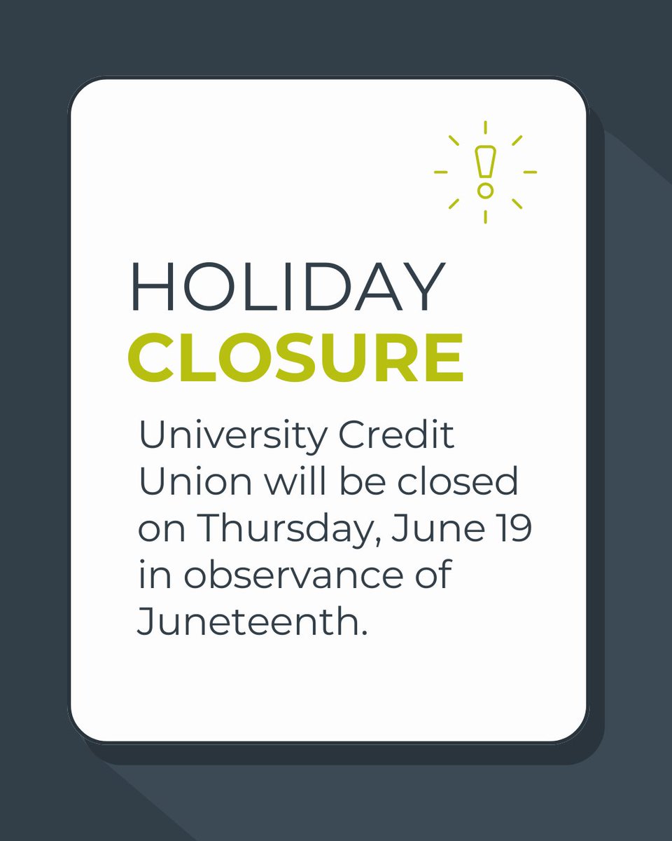 UCU is closed on Thursday for #Juneteenth, but we're still here to offer you the support and information you need. Use Royce, our virtual assistant, or our digital banking services, which are all available to you 24/7.