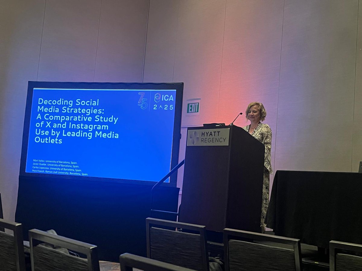 At #ICA2025, <a href="/mvallez/">Mari Vallez</a>, <a href="/jguallar/">Javier Guallar</a>, <a href="/CarlosLopezosa/">Carlos Lopezosa</a>, and <a href="/perefp/">Pere Franch</a> have presented “Decoding Social Media Strategies: A Comparative Study of X and Instagram Use by Leading Media Outlets”, focusing on media strategies on Instagram to engage younger audiences.