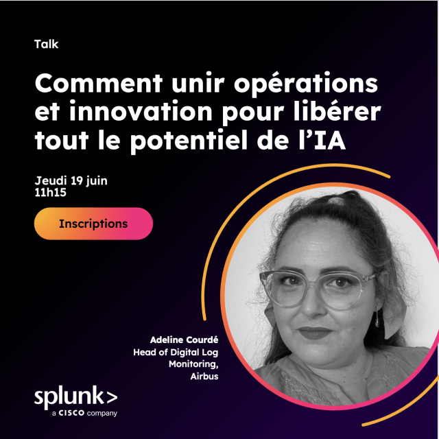 BouchetSeb's tweet photo. Il reste quelques places pour le Leadership Forum de #Splunk, le 19 juin à Paris ! Ne manquez pas la présentation de Adeline Courdé, Head of Digital Log Monitoring chez Airbus, qui viendra nous éclairer sur ses projets #IA. https://t.co/hxg8u6M4AW https://t.co/f4vNE2xhHS