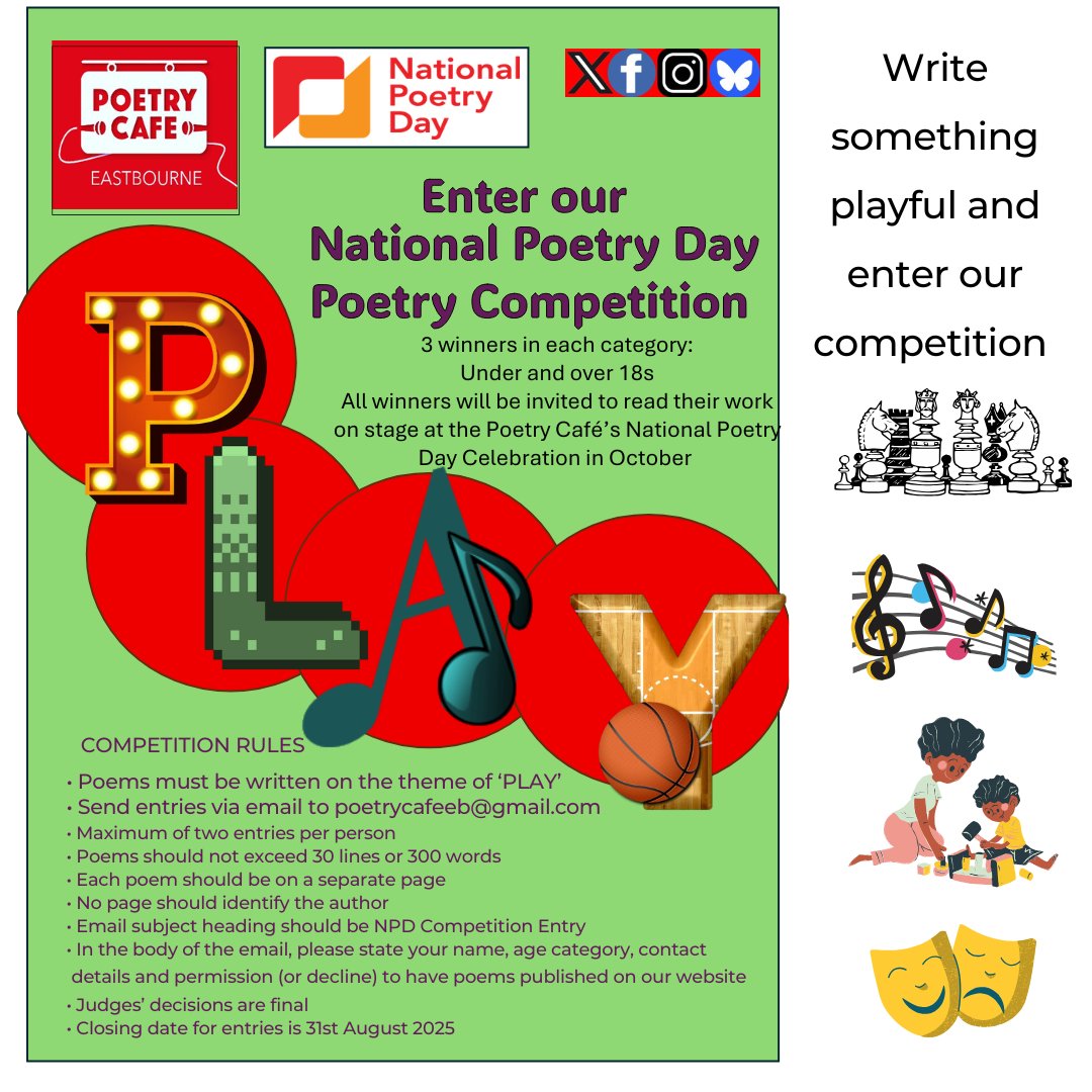 What could be better than to play around with words and create something fabulous to submit to our competition!?
Playing it cool?
Playing dumb?
Playing to the gallery?
We're open for entries now!
#poetry #competition #creative #words