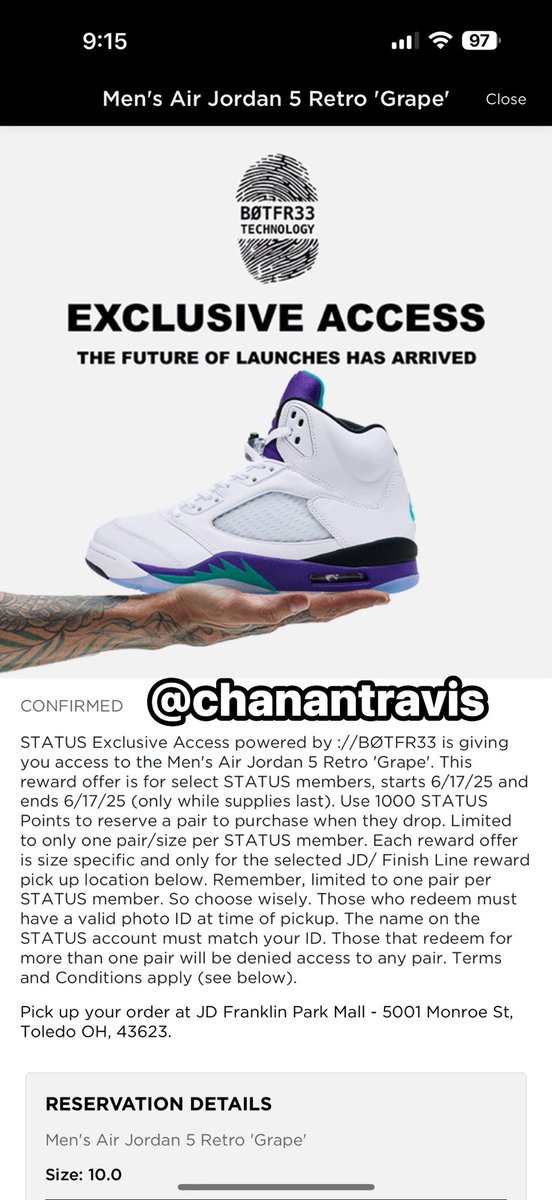 ChananTravis's tweet image. S/O to @jdsportsus for another back 2 back win‼️‼️‼️ #FreshPrince5 OG’s 😮💨🍇 🔐