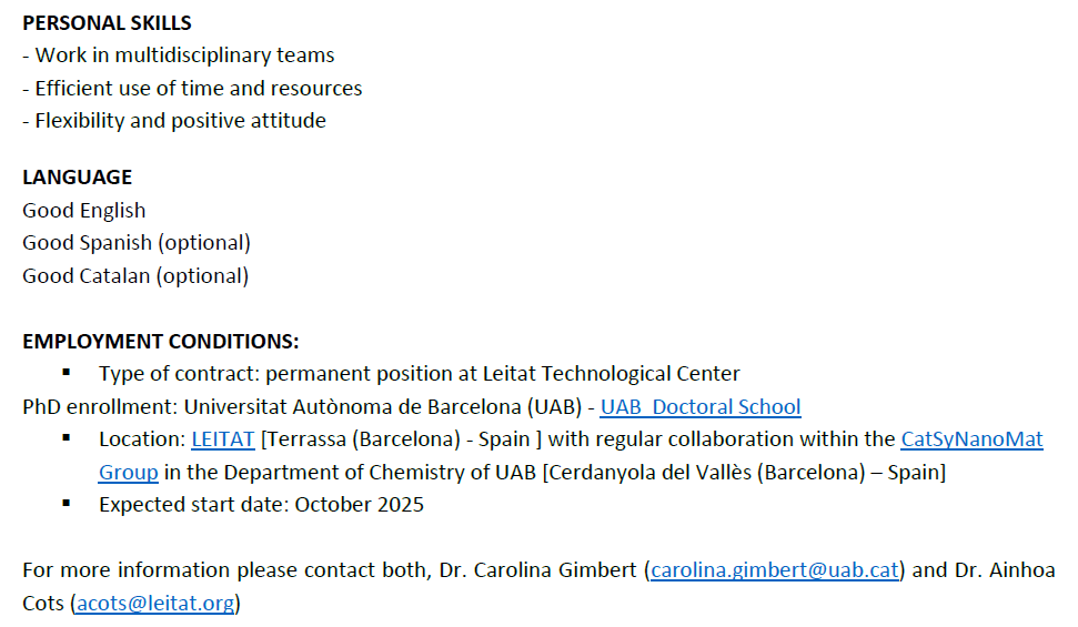 📢📢📢We are hiring!! Contact to our PI Carolina and Ainhoa in case you are interested!