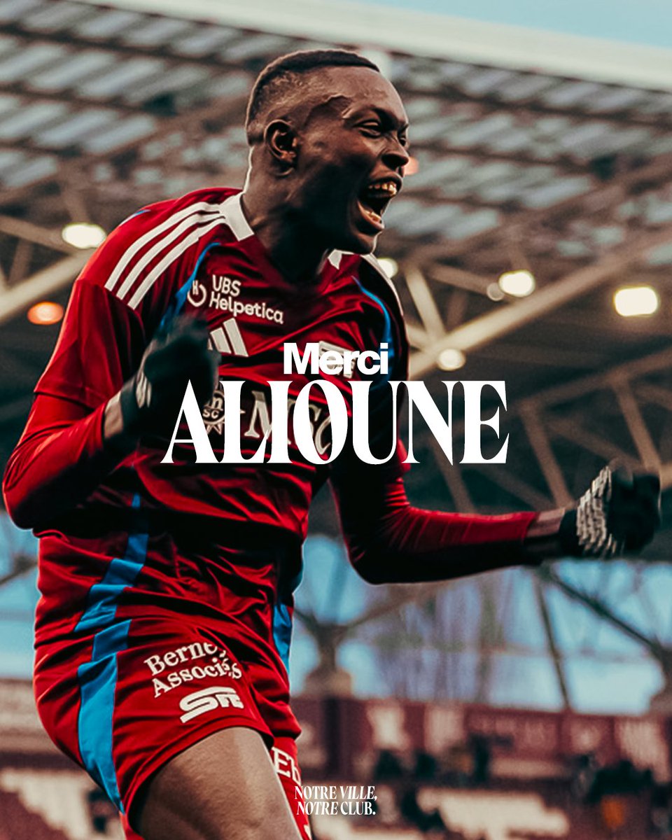 ServetteFC's tweet image. 𝗠𝗲𝗿𝗰𝗶 𝗔𝗹𝗶𝗼𝘂𝗻𝗲 ! 🫡

Le Servette FC a décidé de ne pas lever l’option d’achat lié au prêt d’Alioune Ndoye. Le club lui souhaite le meilleur pour la suite de sa carrière ! 💪

#NotreVilleNotreClub