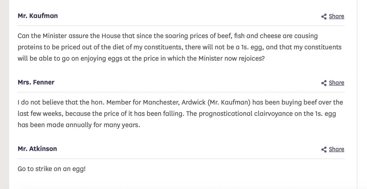 "Go to strike on an egg". Even facing constant strikes and rising food inflation, Parliamentarians were much wittier in the 70s.