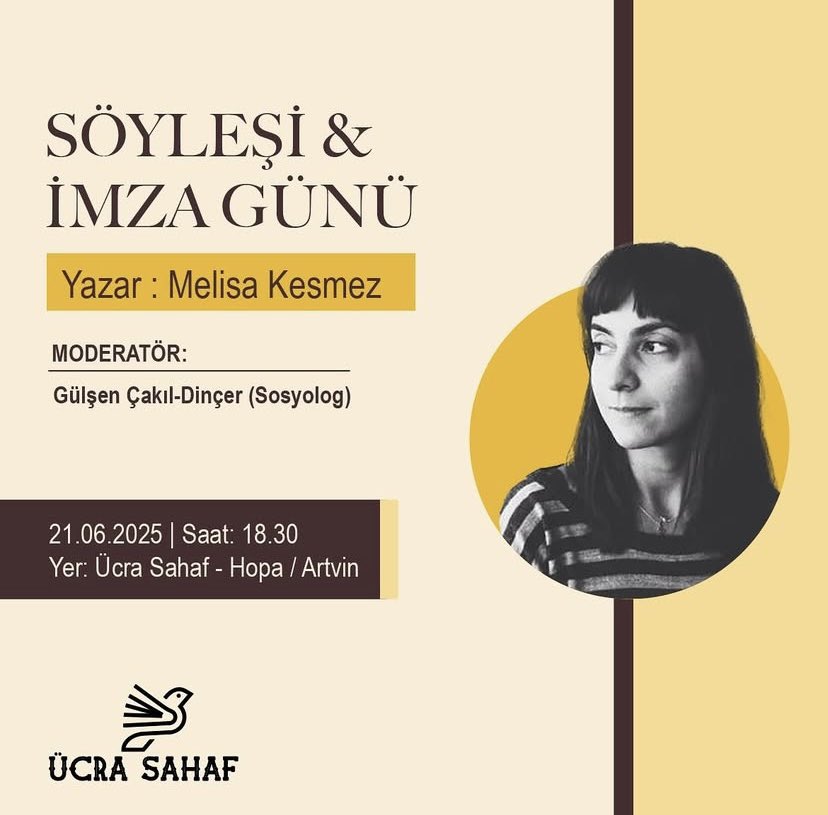 Melisa Kesmez, 21 Haziran Cumartesi günü saat 18.30'da Artvin Ücra Sahaf'ta gerçekleşecek söyleşide okurlarıyla buluşup, kitaplarını imzalayacak.

<a href="/ben_vesaire/">melisa kesmez</a>