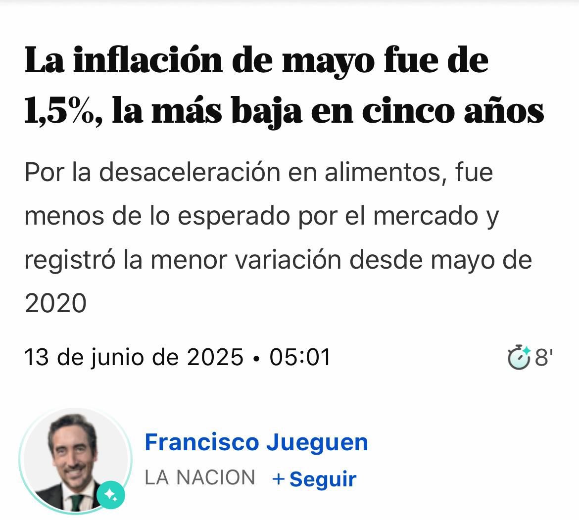 Mientras el kirchnerismo gobernó 16 años y no pudo frenar el desastre de la inflación, el gobierno de <a href="/JMilei/">Javier Milei</a> la ubicó en 1,5%, con precios libres y sin cepo.  La más baja en cinco años. Sin congelamientos. Sin dibujar números. Sin verso. Y eso les duele. VLLC!