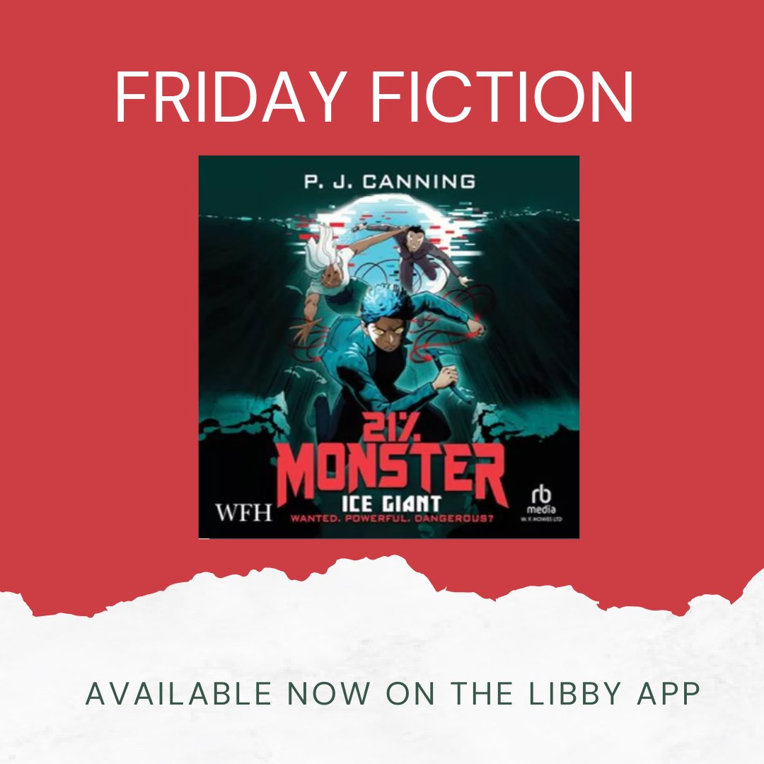It's Friday! For Friday Fiction we have the action-packed sci-fi adventure 21% Monster: Ice Giant. Recommended for Percy Jackson and Alex Rider fans, the fast pace and gripping plot make this a great junior fiction read. Get your copy now on the Libby app: tinyurl.com/5b2ck7s9