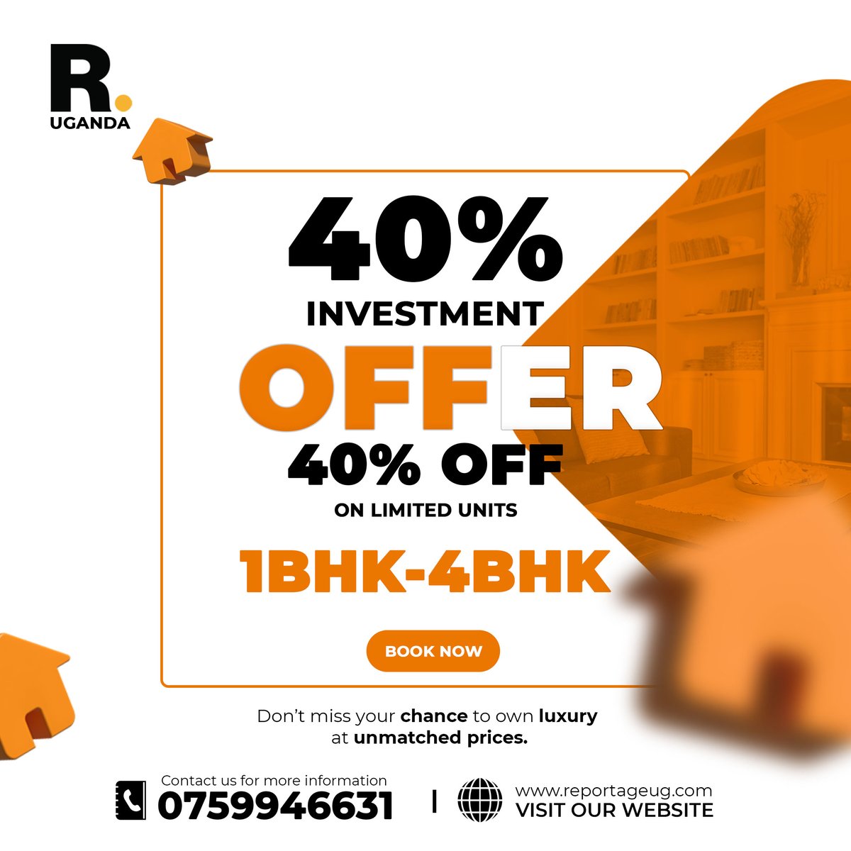 Reportage Properties Uganda Ltd (@reportageug) on Twitter photo 40% Investment offer.
40% off on Limited Units
1BHK-4BHK
Book Now
Call: 0759 946 631
Email: info@reportageug.com
reportageug.com
#reportage #reportageug #uganda #africa #kololo2025 40% Investment offer.
40% off on Limited Units
1BHK-4BHK
Book Now
Call: 0759 946 631
Email: info@reportageug.com
reportageug.com
#reportage #reportageug #uganda #africa #kololo2025