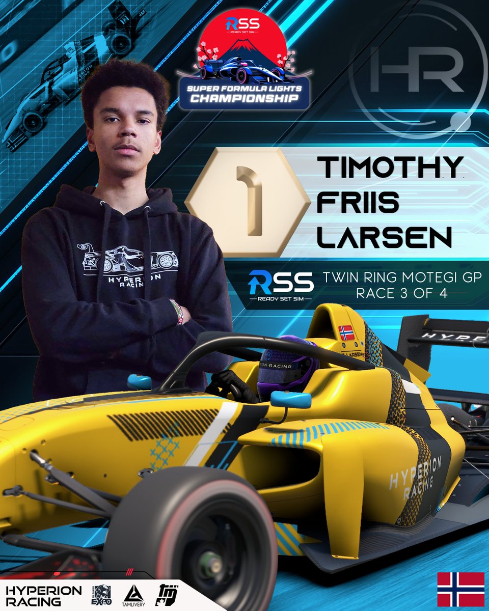 Hyperion Racing (@hyperionracingg) on Twitter photo Driver Timothy Friis Larsen captured his 2nd win in the <a href="/readysetsim/">Ready Set Sim</a> Super Formula Lights Championship this past Saturday ๐ He heads into the final round with a healthy points lead. Can he finish it off and take home the top spot and bring home the $750? Tune in this Saturday Driver Timothy Friis Larsen captured his 2nd win in the <a href="/readysetsim/">Ready Set Sim</a> Super Formula Lights Championship this past Saturday ๐ He heads into the final round with a healthy points lead. Can he finish it off and take home the top spot and bring home the $750? Tune in this Saturday