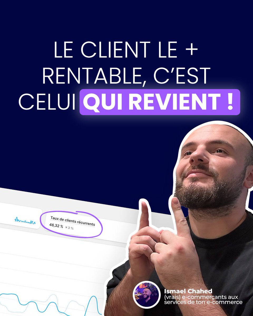 Quand je fais un audit, je regarde direct le % de clients récurrents.
Et parfois, c’est bloqué à 10%.

Faut paniquer ?
Pas forcément.
Mais selon ton secteur faut viser 25% mini.

Si tu vends :
✔️ Skincare
✔️ Compléments
✔️ Bouffe
→ Là, faut bosser la récurrence.

Quelques