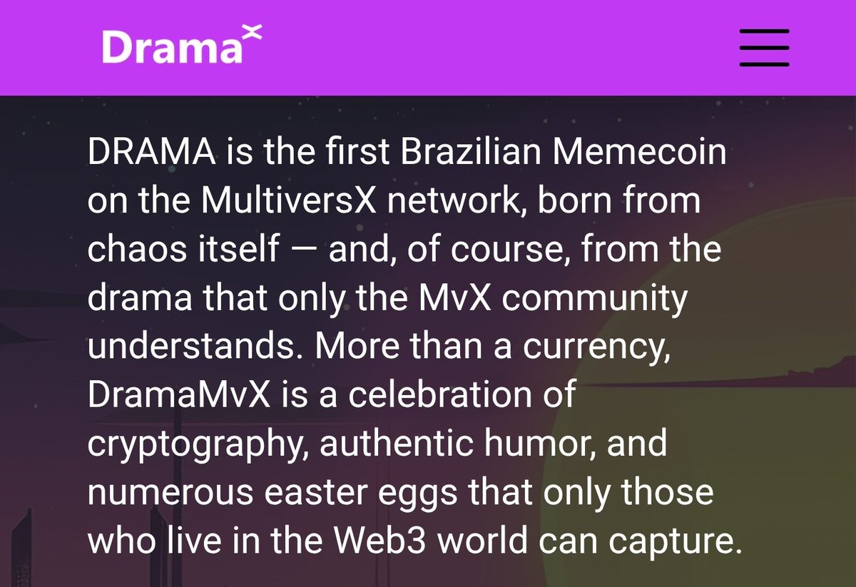 🪄 DramaMvX is the tokenized expression of the #MultiversX community drama, its purpose is to push <a href="/MultiversX/">Multiversᕽ</a> to reach new frontiers✨

<a href="/PulsarMvX/">Pulsar MVX</a> send 500000 DRAMA to 50 reactions

$DRAMA #Memecoin