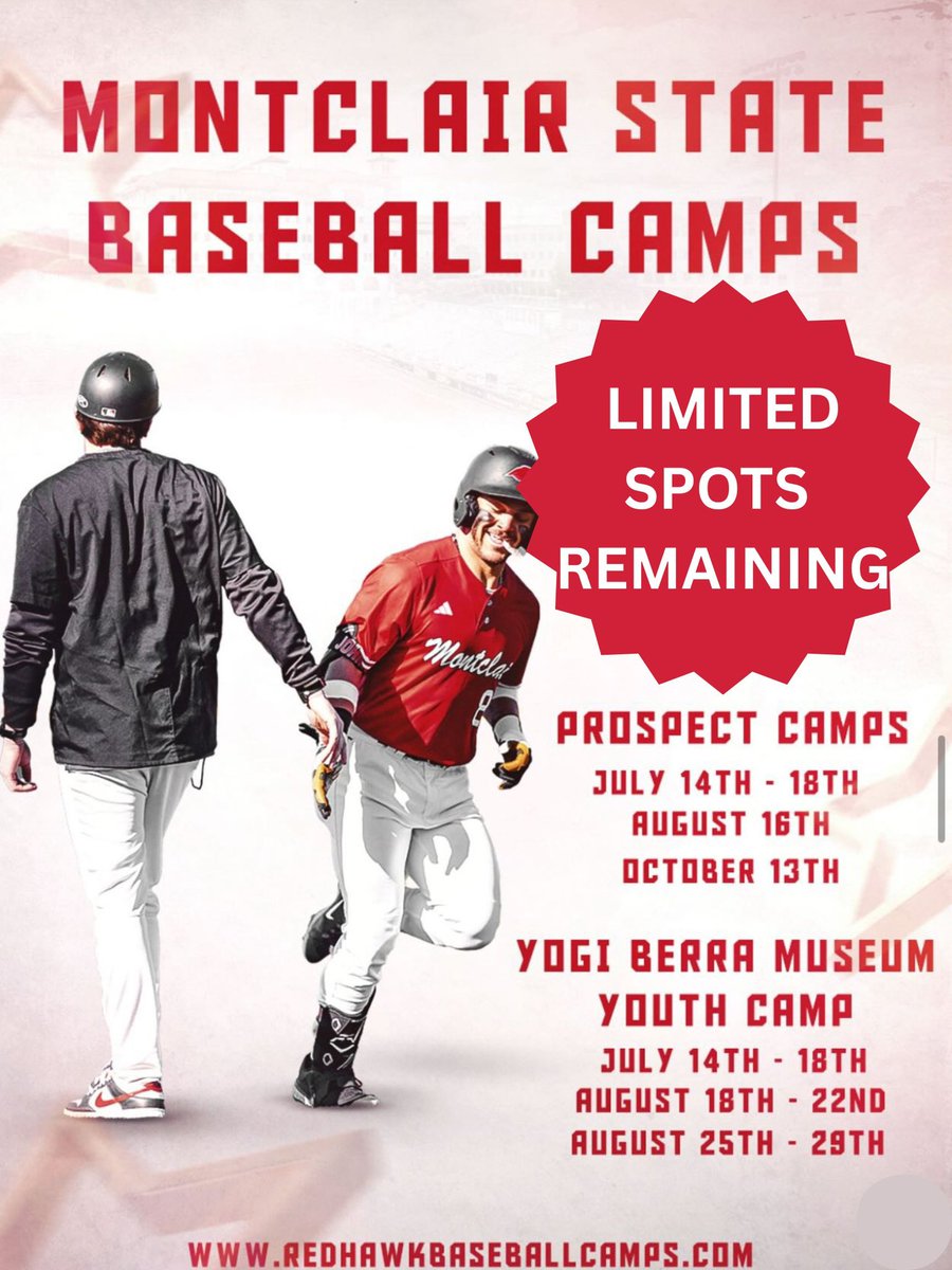 Prospect camp and youth camp spots still remain! Join us here at Yogi Berra Stadium this summer!! Register here: redhawkbaseballcamps.com