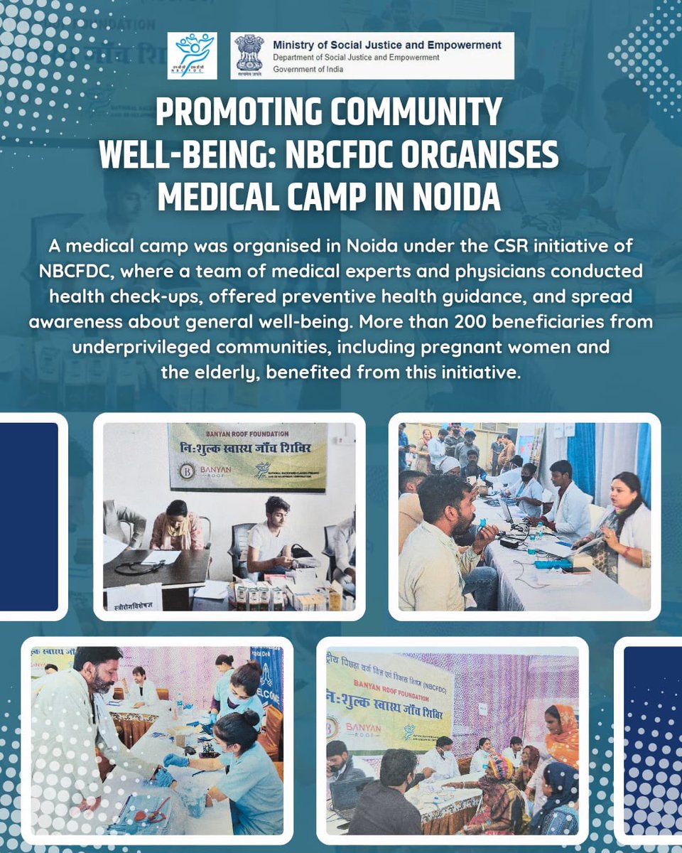 NBCFDC (@nbcfdc) on Twitter photo Promoting Community Well-being: NBCFDC Organises Medical Camp in Noida
<a href="/Drvirendrakum13/">Dr. Virendra Kumar</a>
<a href="/blvermaup/">B.L Verma</a>
<a href="/RamdasAthawale/">Dr.Ramdas Athawale</a>
<a href="/MSJEGOI/">Ministry of Social Justice & Empowerment, GOI</a>
<a href="/amitdia/">Amit Yadav</a>
<a href="/mygovindia/">MyGovIndia</a> Promoting Community Well-being: NBCFDC Organises Medical Camp in Noida
<a href="/Drvirendrakum13/">Dr. Virendra Kumar</a>
<a href="/blvermaup/">B.L Verma</a>
<a href="/RamdasAthawale/">Dr.Ramdas Athawale</a>
<a href="/MSJEGOI/">Ministry of Social Justice & Empowerment, GOI</a>
<a href="/amitdia/">Amit Yadav</a>
<a href="/mygovindia/">MyGovIndia</a>