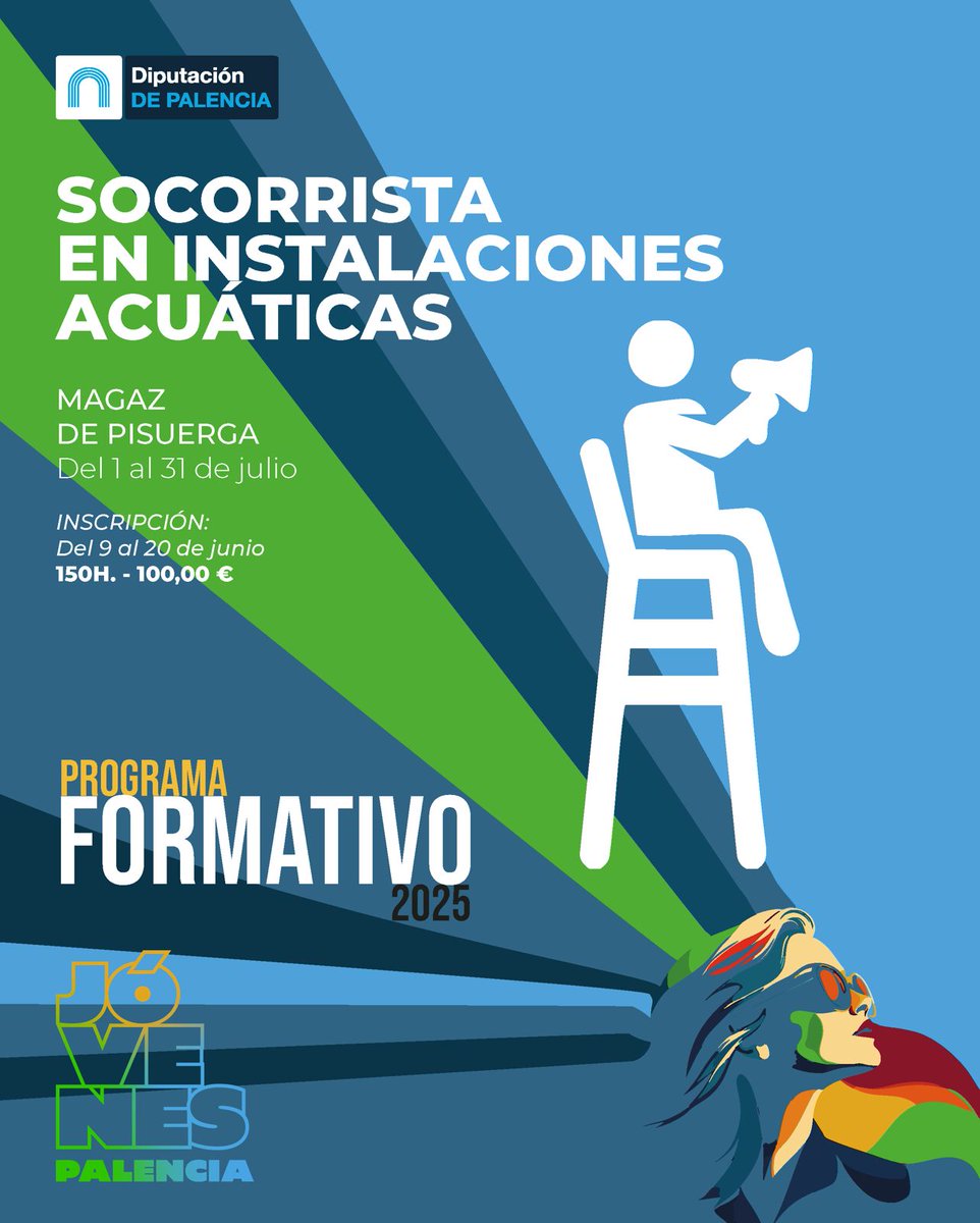 🚨 ¡Aún quedan plazas para el curso de Socorrista en Instalaciones Acuáticas en Magaz de Pisuerga 🏊‍♂️💦
Más información y solicitudes en diputaciondepalencia.es/sitio/juventud…
#CursoSocorrista #MagazDePisuerga #Formación #Socorrismo #EmpleoJuvenil #Verano2025