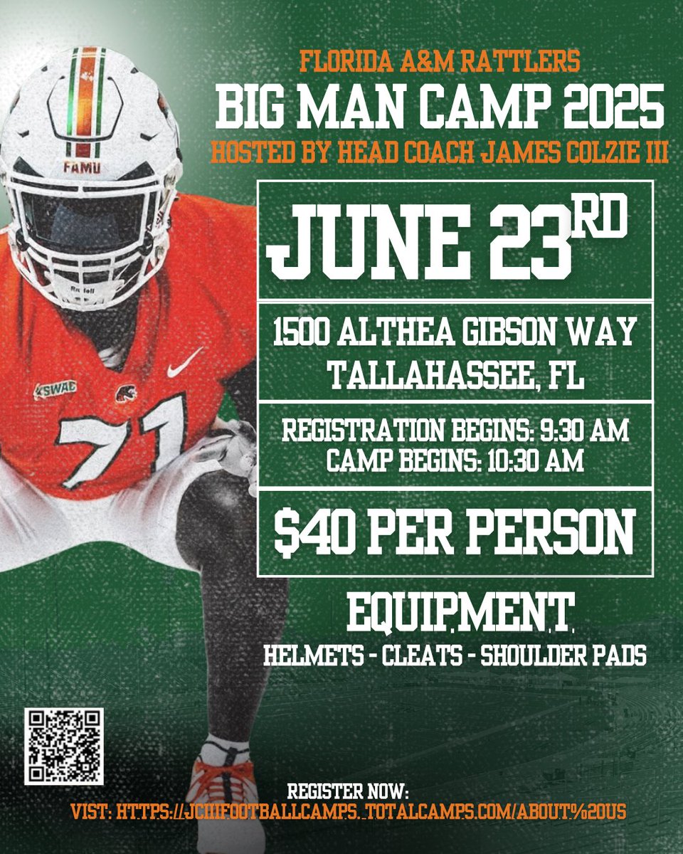 Coach Brenden Deanda (@coachdeandaol) on Twitter photo ๐จ BIG MAN CAMP LOADING ๐จ
JUNE 23RD | FAMU | TALLAHASSEE, FL
๐ฅ No hiding in the trenches
๐ฅ No politics
๐ฅ No fluff
Just straight competition โผ๏ธ
๐ฏ Get seen by college coaches
๐งช Get evaluated
๐ฅ Bring that DAWG
๐ Check-In: 9:30AM
๐ฐ $40
๐1500 Althea Gibson Way
๐ Hosted ๐จ BIG MAN CAMP LOADING ๐จ
JUNE 23RD | FAMU | TALLAHASSEE, FL
๐ฅ No hiding in the trenches
๐ฅ No politics
๐ฅ No fluff
Just straight competition โผ๏ธ
๐ฏ Get seen by college coaches
๐งช Get evaluated
๐ฅ Bring that DAWG
๐ Check-In: 9:30AM
๐ฐ $40
๐1500 Althea Gibson Way
๐ Hosted