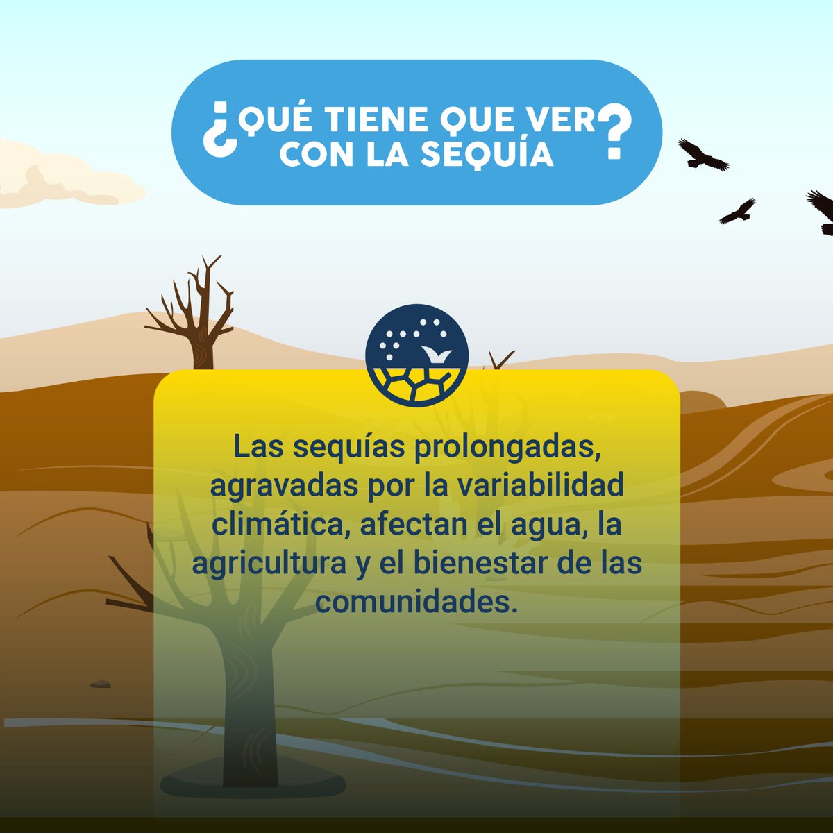 RiesgosCundi's tweet photo. 🌍Este 17 de junio recordamos que cuidar el suelo y el agua es clave para reducir el riesgo de desastres.
La desertificación y la sequía amenazan la vida, la seguridad alimentaria y el bienestar. ¡Actuemos ya por una #Cundinamarca más resiliente! #WorldDesertificationDay #HerLand https://t.co/ngUdtyqHUU