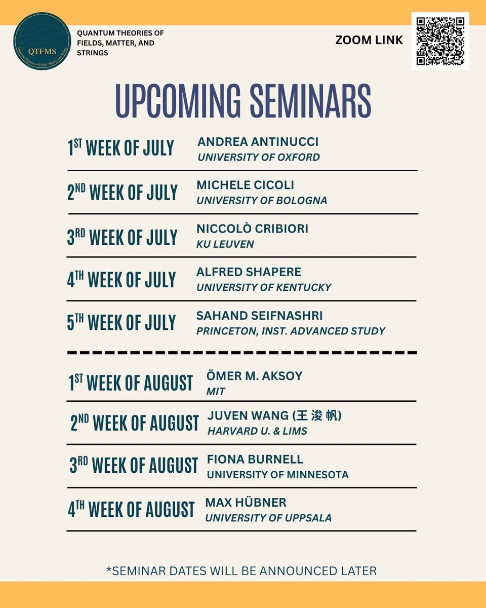 We’re thrilled to share the amazing lineup of speakers for our upcoming seminars in July and August!
To receive the Zoom links, please fill out the Google form linked below.
docs.google.com/forms/d/1KmOdB…