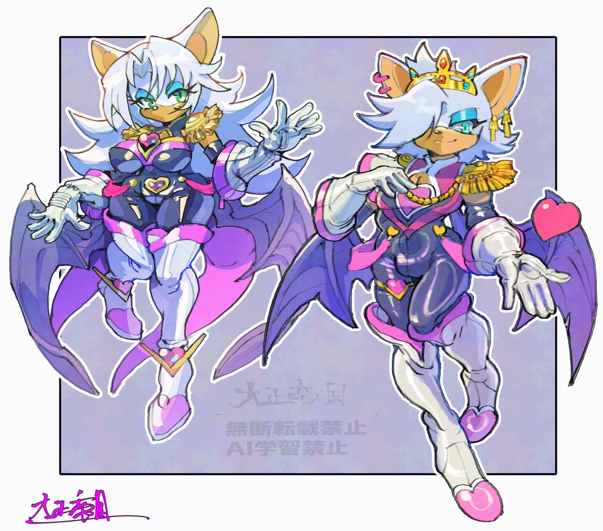 design by @NikkiKaji 原案の男の子ルージュ私アレンジと私アレンジのルージュ姫。

Prince Rouge and Princess Rouge 

#RougeTheBat 