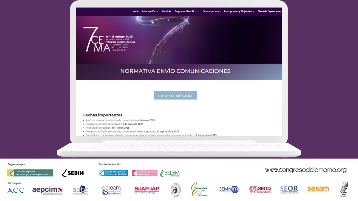 📢 ¡AMPLIADO EL PLAZO PARA EL ENVÍO DE COMUNICACIONES!

🗓️30 de junio
📩¡No te quedes sin enviar la tuya!

🔍 Revisa todos los detalles en la web.

📌 Encuentra toda la info aquí 👇
congresodelamama.org/comunicaciones…

#CongresoMama2025 #Senología #cancerDeMama