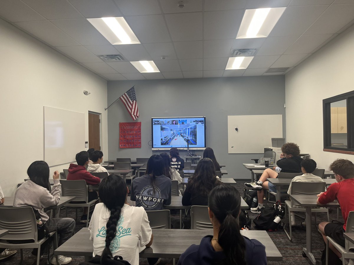 On June 9, #GRMS students connected across the globe for a dynamic #virtualexchange with peers from #NWNU Second High School’s Zhixing &amp; Main Campuses in China! Students showcased their talents, explored daily life in both countries, &amp; engaged in a cultural Q&amp;A 🌏💬💻

#rockgrnj