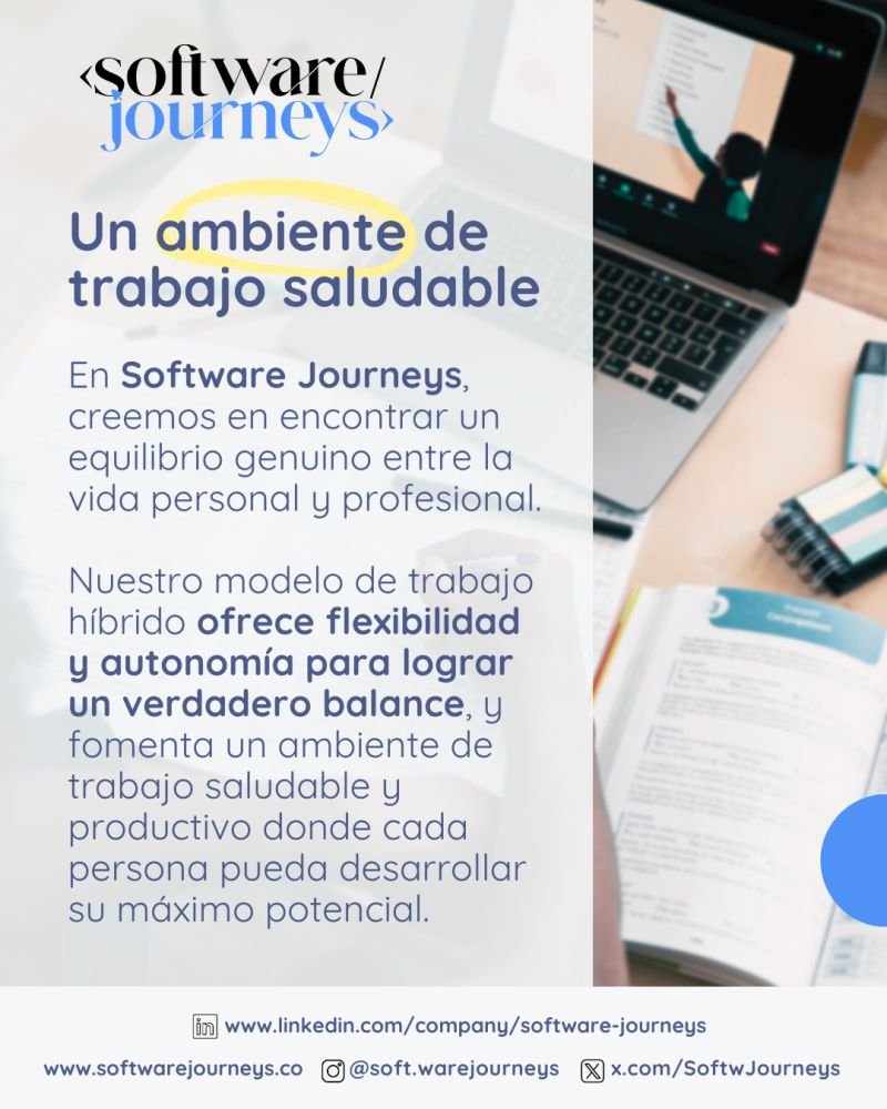 SoftwJourneys's tweet photo. #TrabajoSaludable  #EquilibrioLaboral  #FlexibilidadYAutonomía
 #ProductividadSostenible  #CrecimientoProfesional https://t.co/zzTbtlAixr